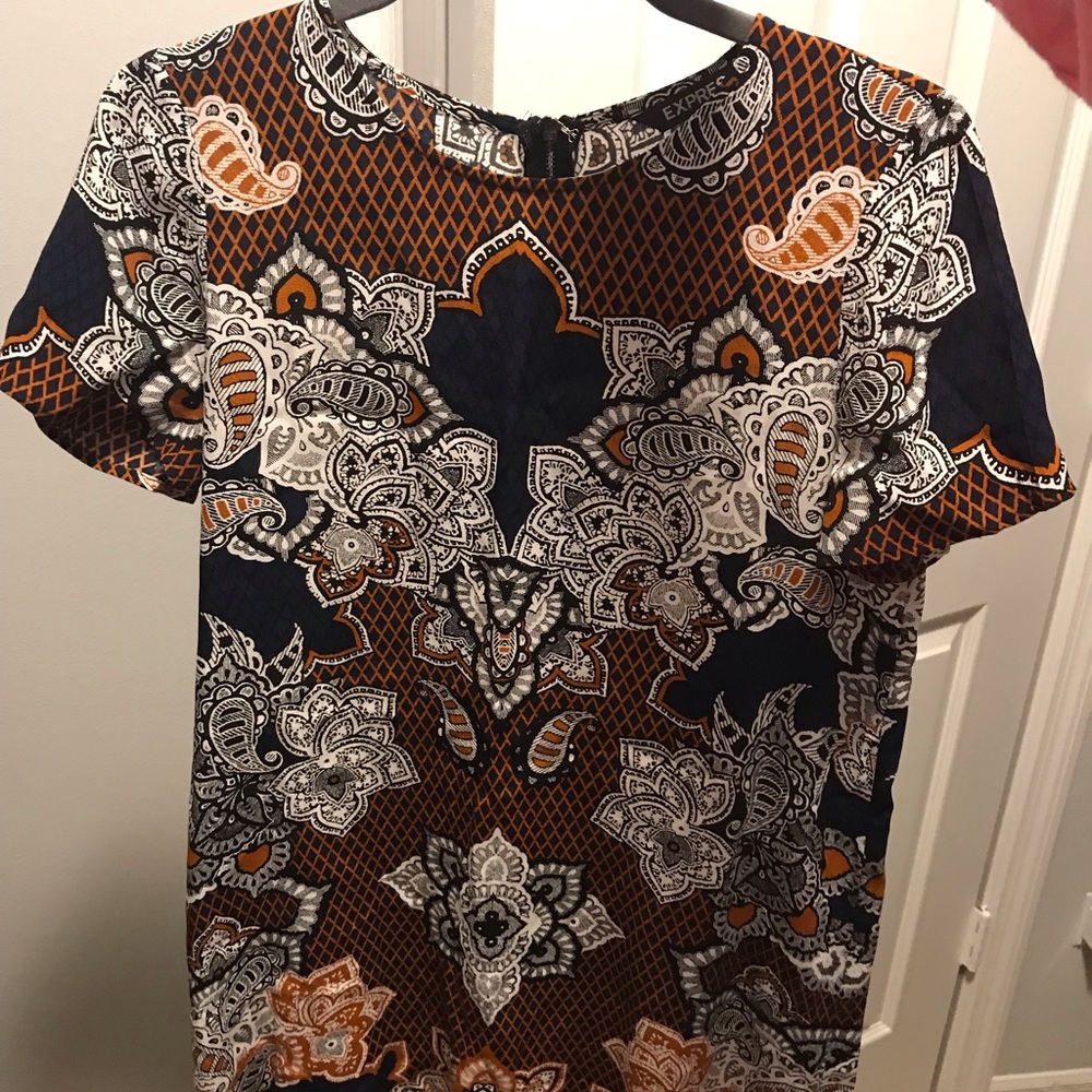 Express blue and orange T-shirt dress